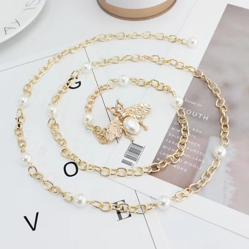 Haljina Pearl Hook Ženski lanac oko struka Korejski stil Slatka moda Pearl Decoratio Metalni pojas pojasevi za žene cinturones para mujer
