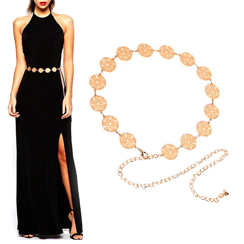 Divat fém deréklánc öv arany ezüst csatos test lánc ruha övek Új