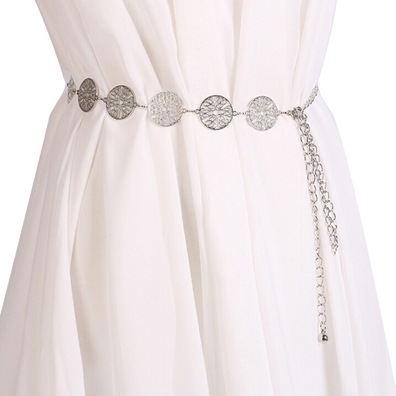 Divat fém deréklánc öv arany ezüst csatos test lánc ruha övek Új