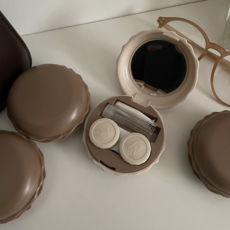 Tej tea meleg színű kontaktlencse doboz dupla partner doboz kontaktlencse tok egyszínű Egyszerű színű kontaktlencse tároló doboz