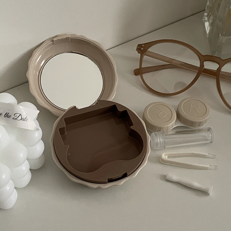 Tej tea meleg színű kontaktlencse doboz dupla partner doboz kontaktlencse tok egyszínű Egyszerű színű kontaktlencse tároló doboz