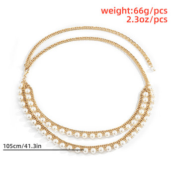 Ζώνες Imitation Pearl Chain για Γυναικείες Ζώνες Μέσης Μεταλλικό Αλουμίνιο Γυναικεία Desinger (με Φόρεμα) 2023 Y2k Thin Lady Body Chain 022