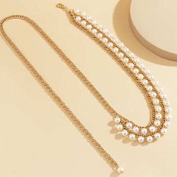 Ζώνες Imitation Pearl Chain για Γυναικείες Ζώνες Μέσης Μεταλλικό Αλουμίνιο Γυναικεία Desinger (με Φόρεμα) 2023 Y2k Thin Lady Body Chain 022