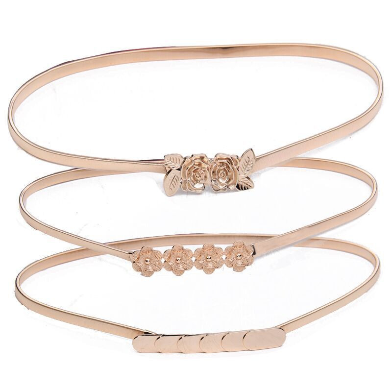 Új dekoratív női fém rugós deréklánc divat levelek csat rugalmas lánc deréköv arany Kiváló minőségű tervezői öv