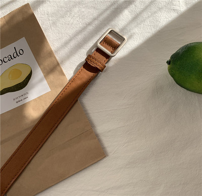 Vintage nem lyukas egyszínű öv PU bőr öv női négyszögletes csatos csatos farmernadrág diák deréköv