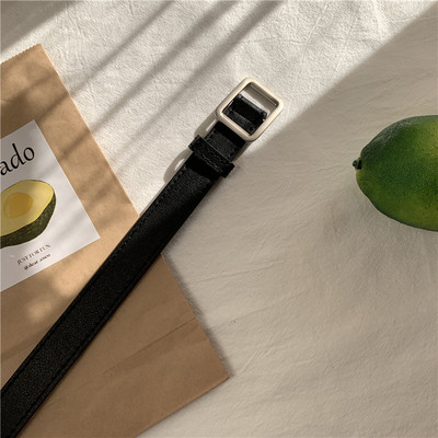 Vintage nem lyukas egyszínű öv PU bőr öv női négyszögletes csatos csatos farmernadrág diák deréköv