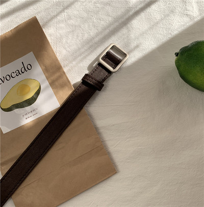 Vintage nem lyukas egyszínű öv PU bőr öv női négyszögletes csatos csatos farmernadrág diák deréköv