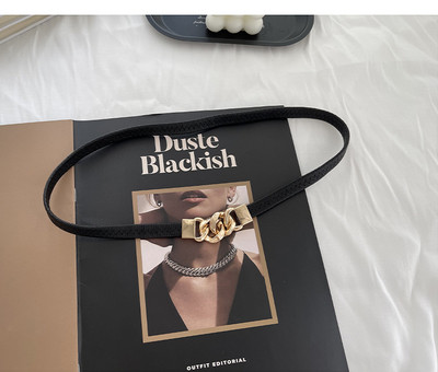 Μόδα ελαστική κορεατική έκδοση άγρια μεταλλική πόρπη γυναικεία λεπτή ζώνη, απλή πανκ φούστα γυναικεία αξεσουάρ Wastband New