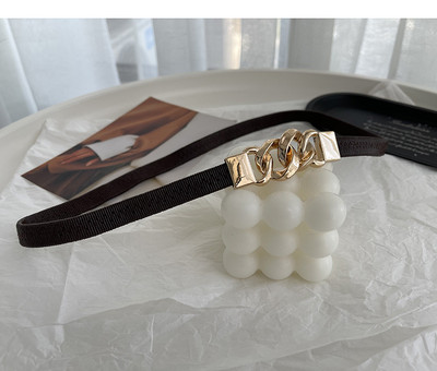 Μόδα ελαστική κορεατική έκδοση άγρια μεταλλική πόρπη γυναικεία λεπτή ζώνη, απλή πανκ φούστα γυναικεία αξεσουάρ Wastband New