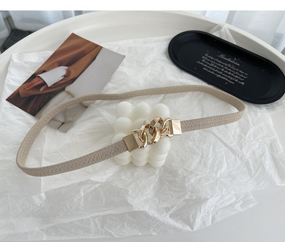 Μόδα ελαστική κορεατική έκδοση άγρια μεταλλική πόρπη γυναικεία λεπτή ζώνη, απλή πανκ φούστα γυναικεία αξεσουάρ Wastband New