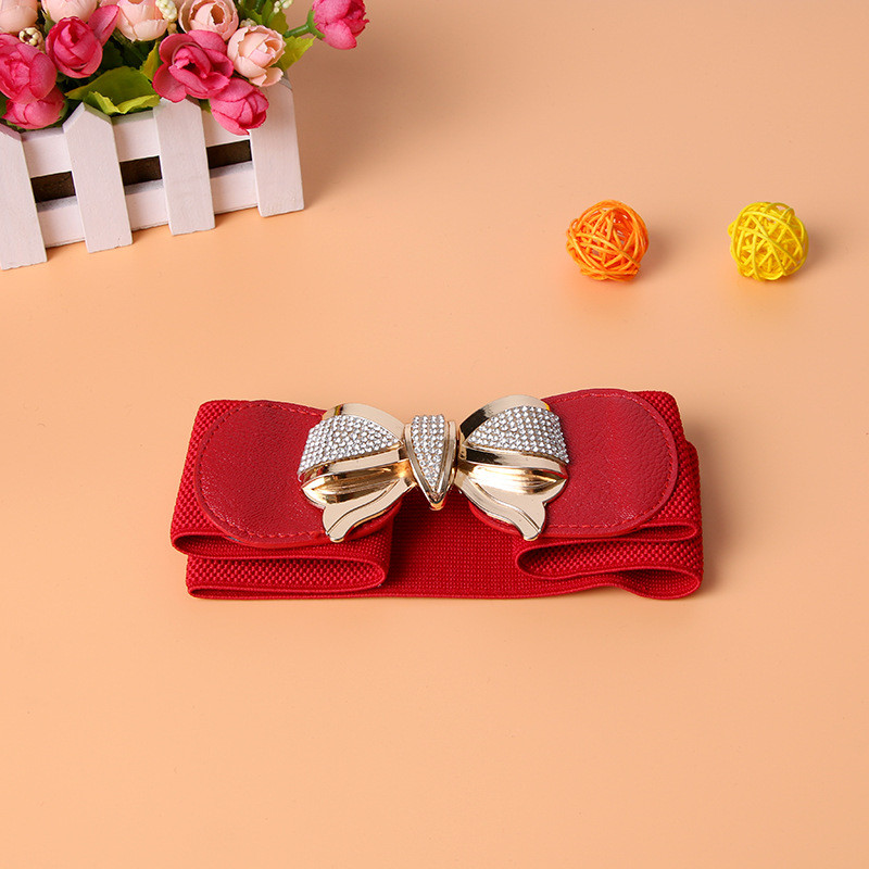 Rochie de pulover cu talie lată elastică pentru femei cu decorare cu strasuri Curele cu cataramă pentru curele pentru femei, marcă de designer de lux, negru roșu