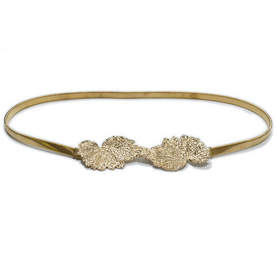 Levelek csatos arany övek nőknek Fém vékony öv ruhához Rugalmas női derékpánt derékpánt