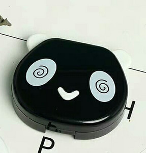 1 db aranyos hordozható Panda szemkontaktus tükrös kontaktlencse tokkal, színes lencsék konténerdoboz parti utazó szetthez