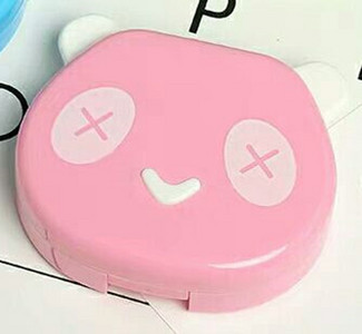 1 db aranyos hordozható Panda szemkontaktus tükrös kontaktlencse tokkal, színes lencsék konténerdoboz parti utazó szetthez