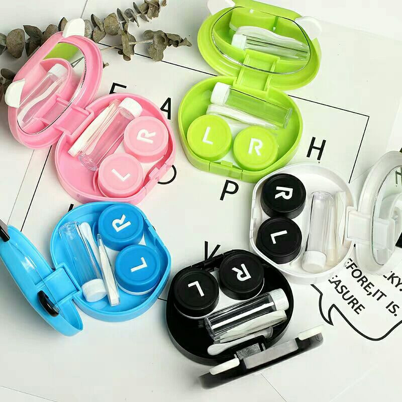 1 db aranyos hordozható Panda szemkontaktus tükrös kontaktlencse tokkal, színes lencsék konténerdoboz parti utazó szetthez