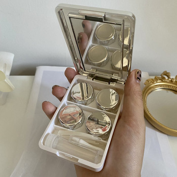 Θήκη φακών επαφής 1PC Γυναικεία Φωτεινή Θήκη φακών επαφής Travel Lady Holder Storage Eye Care Container with Mirror Χονδρική