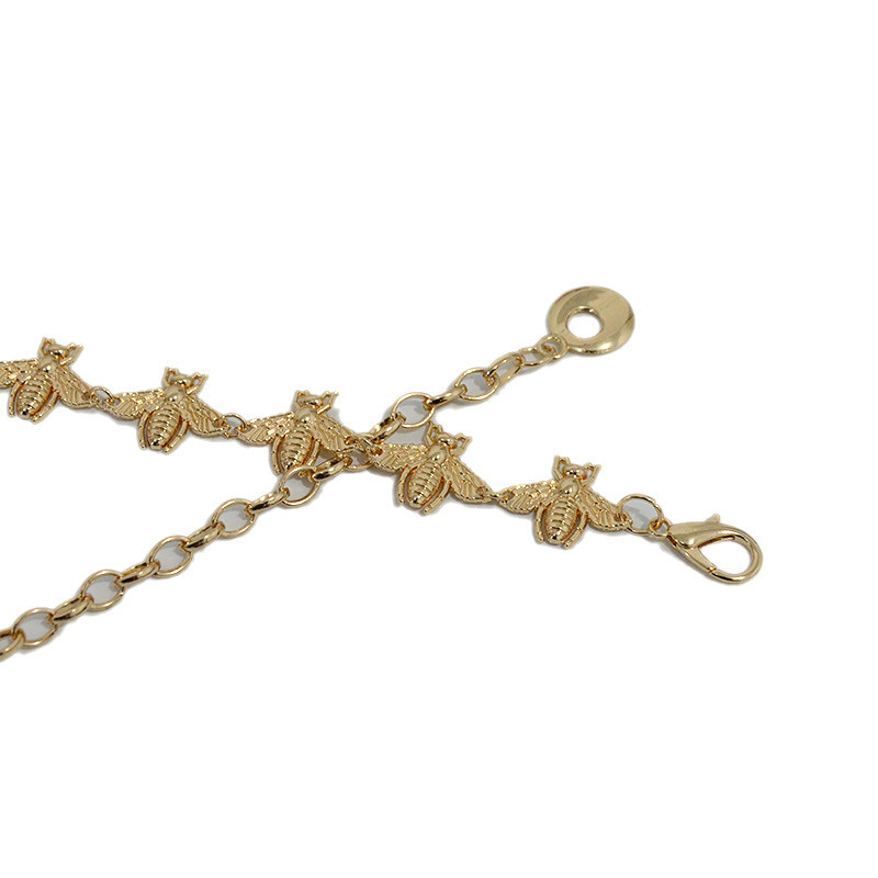 Új egyedi méh arany csatos öv női divatos fém csatos fényes lánc övek vékony női farmer ruha derékpánt 2022