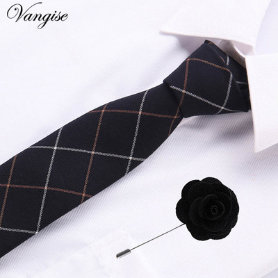 Vangise 6,5 cm-es pamut férfi kockás nyakkendő Piros Paisley nyakkendő és bross szett Klasszikus barna/fekete/kék nyakkendő esküvőre