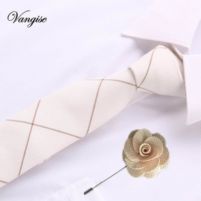 Vangise 6,5 cm-es pamut férfi kockás nyakkendő Piros Paisley nyakkendő és bross szett Klasszikus barna/fekete/kék nyakkendő esküvőre