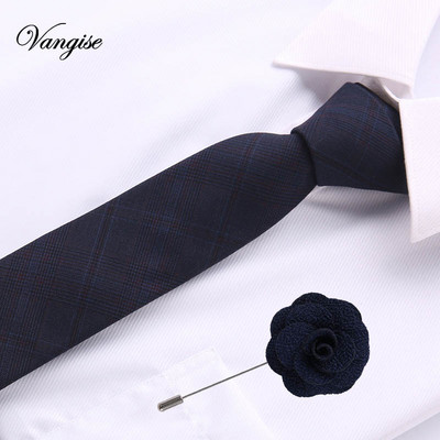 Vangise 6,5 cm-es pamut férfi kockás nyakkendő Piros Paisley nyakkendő és bross szett Klasszikus barna/fekete/kék nyakkendő esküvőre