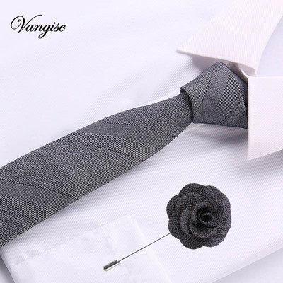 Vangise 6,5 cm-es pamut férfi kockás nyakkendő Piros Paisley nyakkendő és bross szett Klasszikus barna/fekete/kék nyakkendő esküvőre