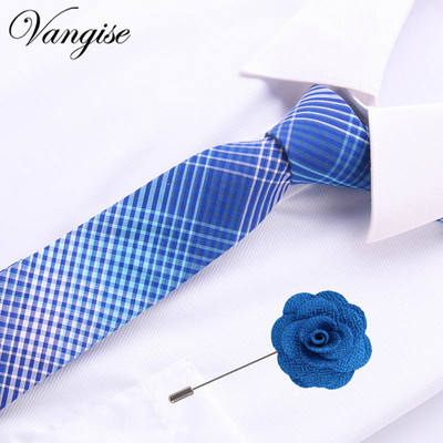 Vangise 6,5 cm-es pamut férfi kockás nyakkendő Piros Paisley nyakkendő és bross szett Klasszikus barna/fekete/kék nyakkendő esküvőre