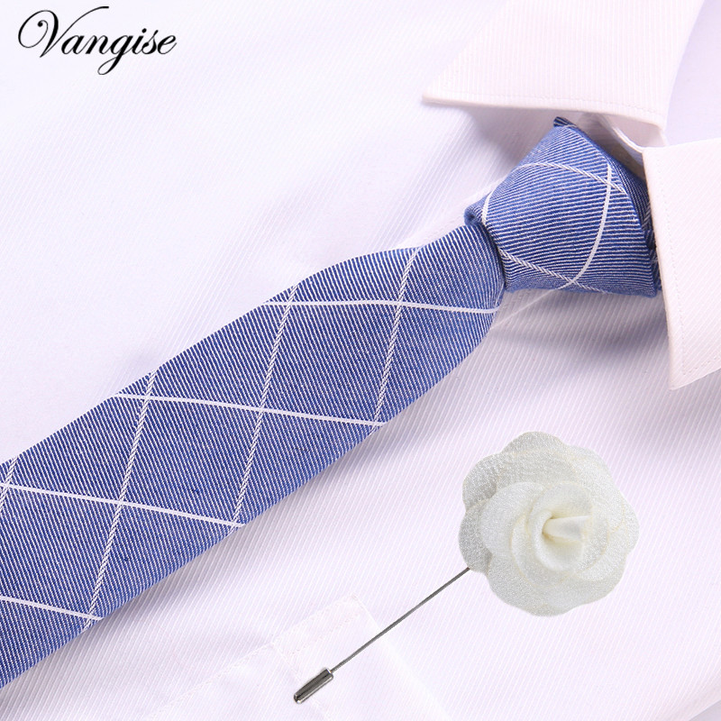 Vangise 6,5 cm-es pamut férfi kockás nyakkendő Piros Paisley nyakkendő és bross szett Klasszikus barna/fekete/kék nyakkendő esküvőre