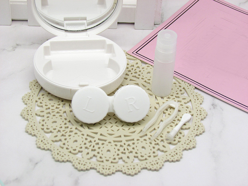 Aranyos hordozható mini kontaktlencse tok utazó hölgy tartó tároló szemkörnyékápoló tartályhoz tükörlencsékkel, avokádó dobozzal