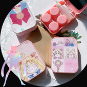 Kutija za kontaktne leće japanske ružičaste serije s zrcalom Spremnik za leće u boji s crtanim filmovima Prijenosni set za putovanja Poklon za pohranu leća