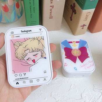 Японска розова серия Кутия за контактни лещи Кутия с огледало Карикатура Контейнер за цветни лещи Преносим комплект за пътуване Подарък за съхранение на лещи