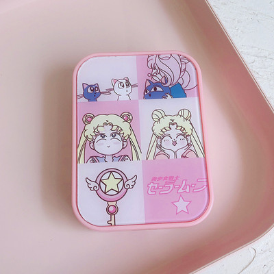 Kutija za kontaktne leće japanske ružičaste serije s zrcalom Spremnik za leće u boji s crtanim filmovima Prijenosni set za putovanja Poklon za pohranu leća