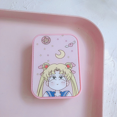 Kutija za kontaktne leće japanske ružičaste serije s zrcalom Spremnik za leće u boji s crtanim filmovima Prijenosni set za putovanja Poklon za pohranu leća