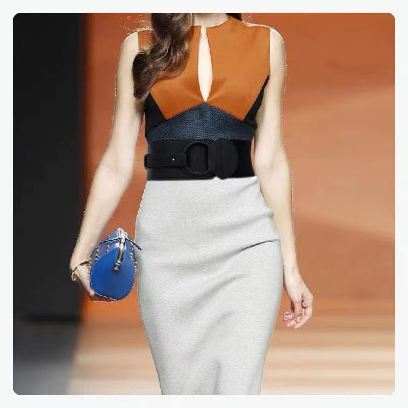 Corset din piele Pu Curea pentru femei Bandă de cauciuc Cureaua lată pentru rochii Brand de designer de lux Punk Negru Y2K Corsete Talie de toamnă