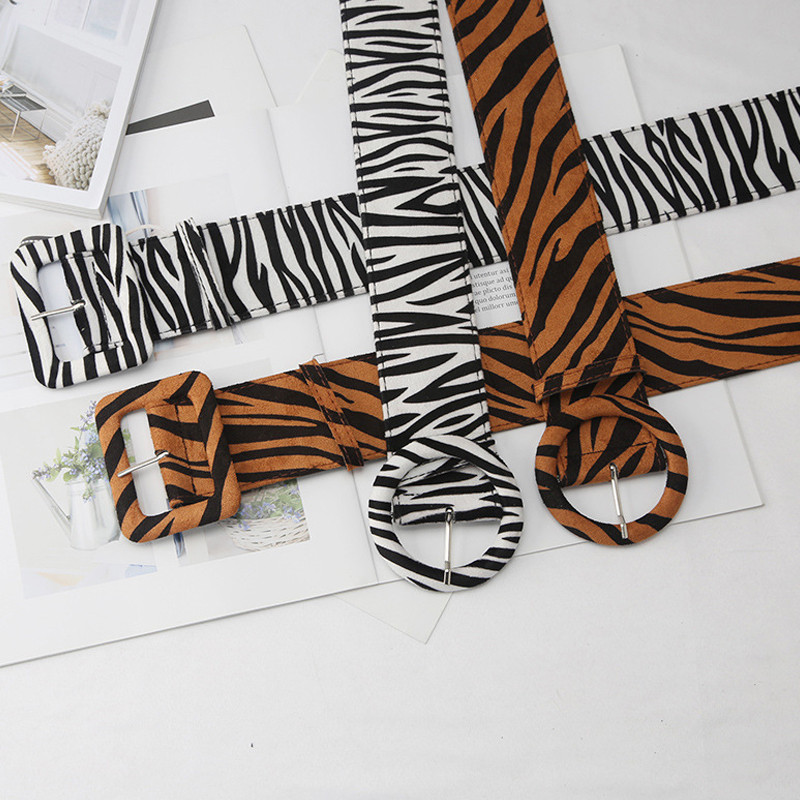 Velúr négyzet alakú csatos derékpánt női zebra mintás derékpánt tűcsatos öv Cummerbund női fűző öv széldzsekihez