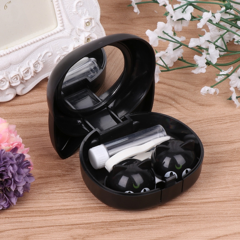Crtana kutija za kontaktne leće Slatka mačka prijenosna kutija za pohranjivanje kontaktnih leća sa ogledalom