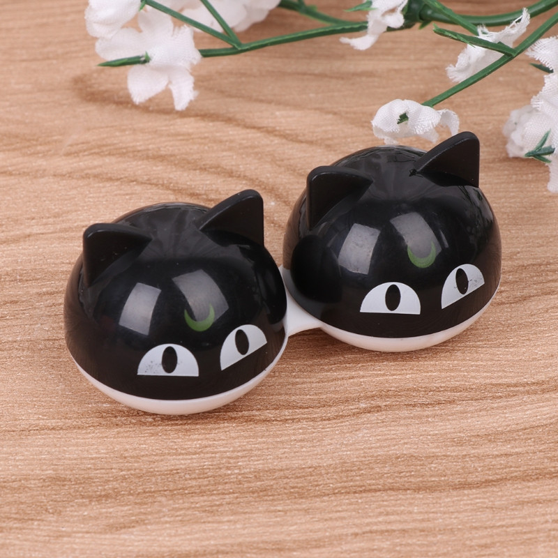 Crtana kutija za kontaktne leće Slatka mačka prijenosna kutija za pohranjivanje kontaktnih leća sa ogledalom