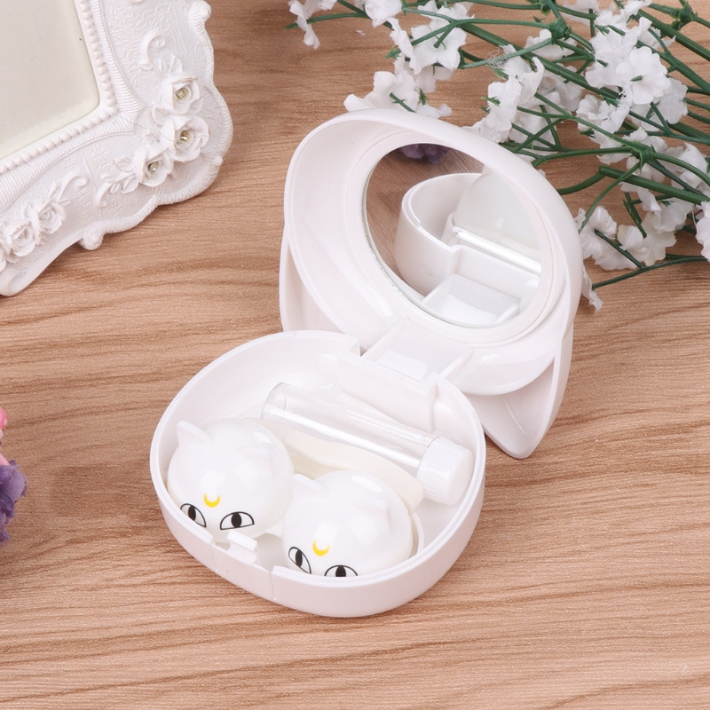 Crtana kutija za kontaktne leće Slatka mačka prijenosna kutija za pohranjivanje kontaktnih leća sa ogledalom