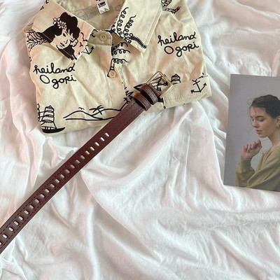 Új női PU bőr öv, teljes lyukas, négyszögletes csatos övek lányoknak Egyszerű retro deréköv Farmer ruha vékony derékpánt