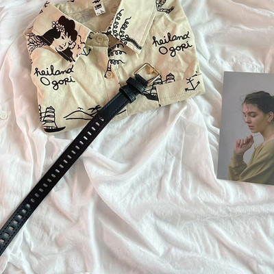 Új női PU bőr öv, teljes lyukas, négyszögletes csatos övek lányoknak Egyszerű retro deréköv Farmer ruha vékony derékpánt