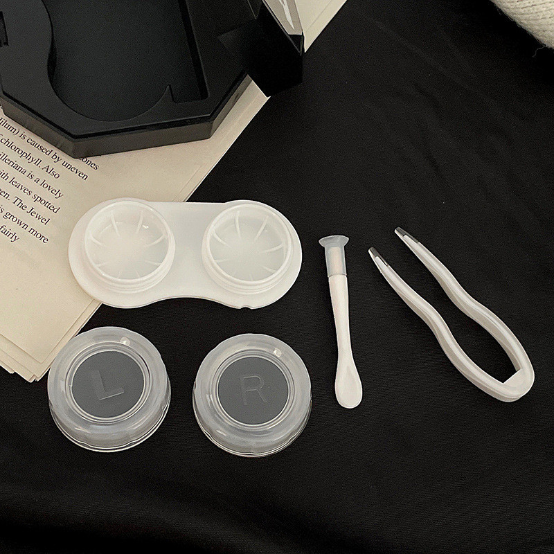 Personality Vicces kontaktlencse tok Hordozható fekete-fehér Simplicity Care Box Férfi női utazási kontaktlencse tok