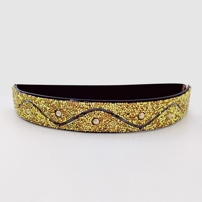 Fényes strasszból készült elasztikus fűzőöv, női derék, nagy, plusz méretű sztreccs Cummerbunds női dizájner övek kiváló minőségben