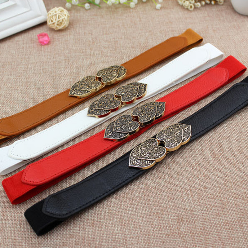 Divatos női vékony öv rugalmas ötvözet csatos derékpánt nőknek dupla szívű deréktömítés ruha pulóver ruházat kiegészítők