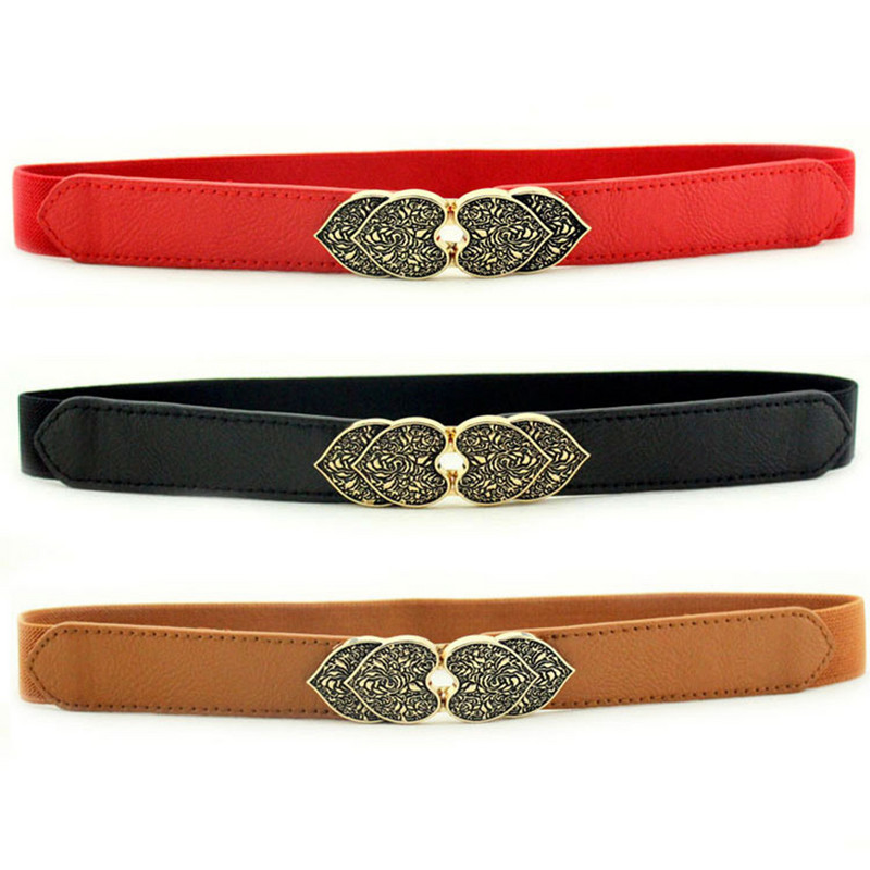 Divatos női vékony öv rugalmas ötvözet csatos derékpánt nőknek dupla szívű deréktömítés ruha pulóver ruházat kiegészítők