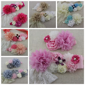 2 vnt./rinkinys Madinga juosta su tinkama galvos juostele, šifono nuskurusia gėlių juosta mergaičių gėlėmis varčiomis nėščiosioms