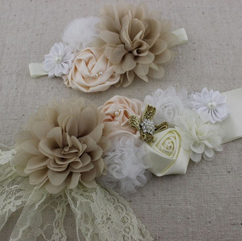 2 τμχ/σετ Μόδα Φύλλα με ασορτί κορδέλα σιφόν Shabby Flower Sash Ζώνη για κορίτσι Flower Sash Ζώνη εγκυμοσύνης