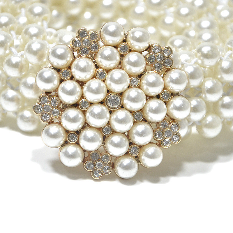 Pojasevi za žene Novi ženski biserno elastični lanac za vodu Svrdlo za vodu s umetnutim bisernim elastičnim luksuznim modnim dodacima za haljine