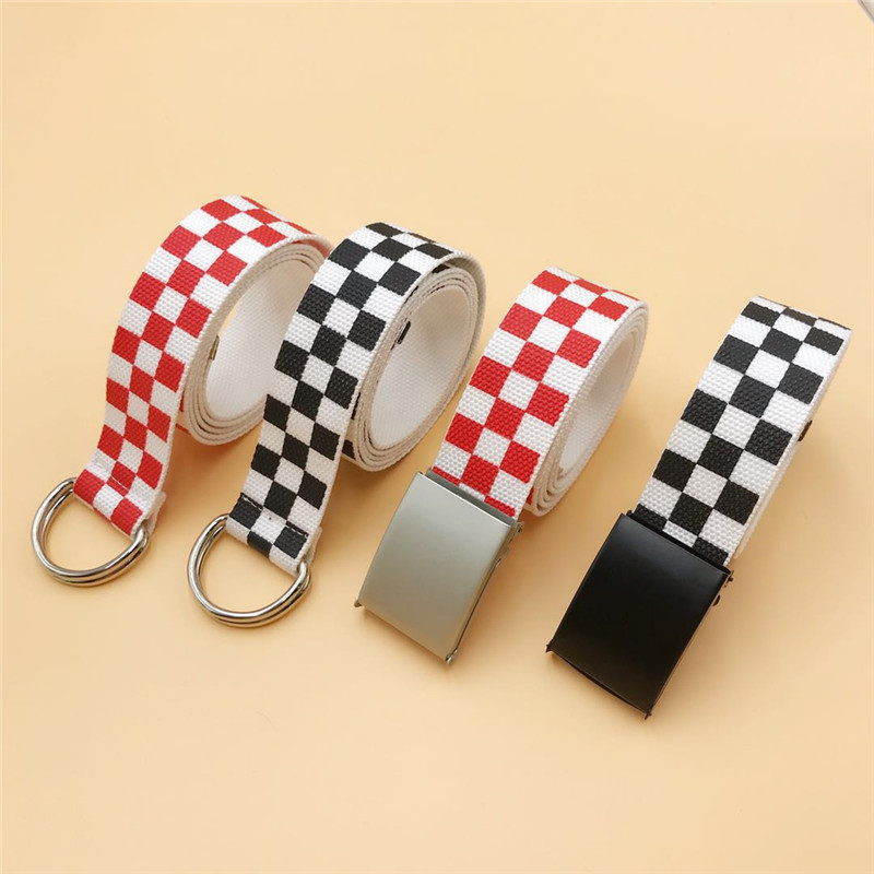 Ζώνη μέσης 130cm/110cm Μαύρη Λευκή Καρό Ζώνη Καμβάς Ζώνες σκακιέρας Ζώνες Ζώνες Καμβά Ζώνες Μέσης Καμβά Casual Καρό