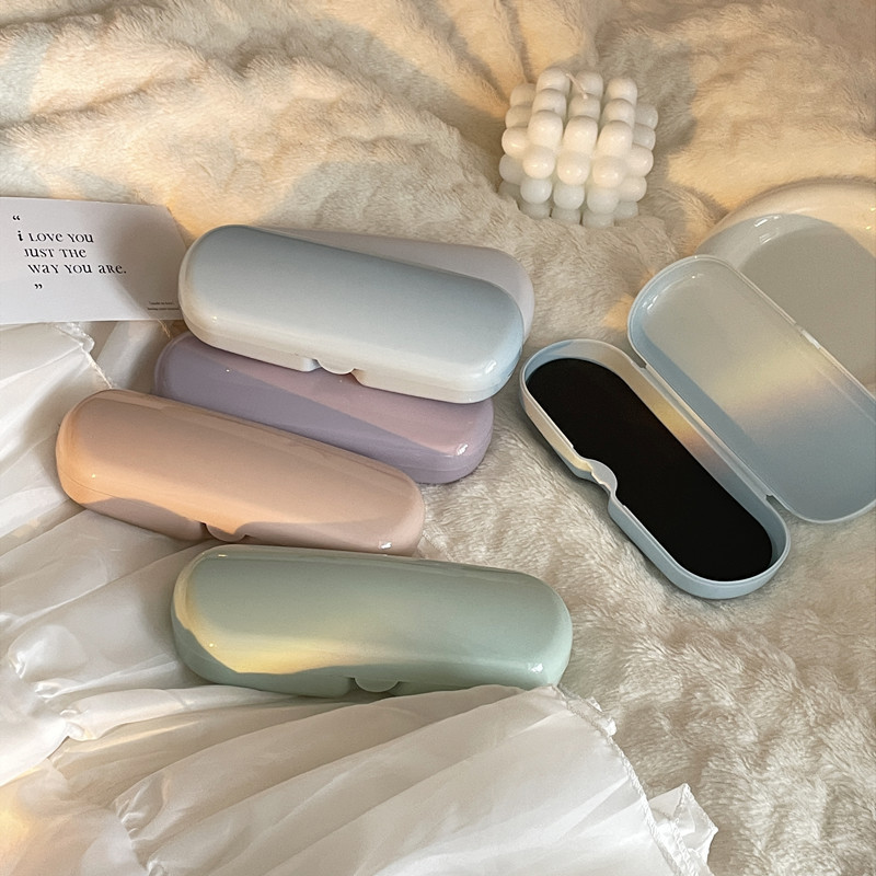 Krem obojena futrola za naočale Ženske prijenosne slatke sunčane naočale Kutija za pohranu naočala za kratkovidnost Zaštitni organizator za putne naočale