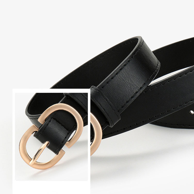 Stil de designer Simple Femei Metal D Catarama Curea de calitate din piele Pu Aliaj Catarama Talie Versatil Rochie Blugi Accesorii Stra