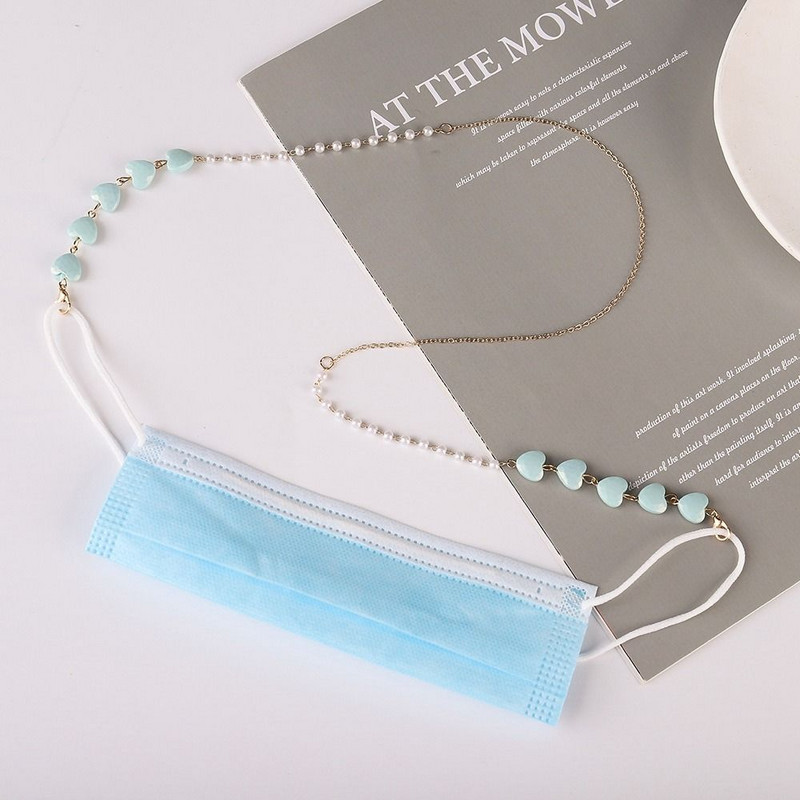 Žene Djevojke Viseći vrat Maska u obliku srca Anti-lost Lanci Kabel za naočale Biserni lančići za sunčane naočale Ljubavni lančići za naočale